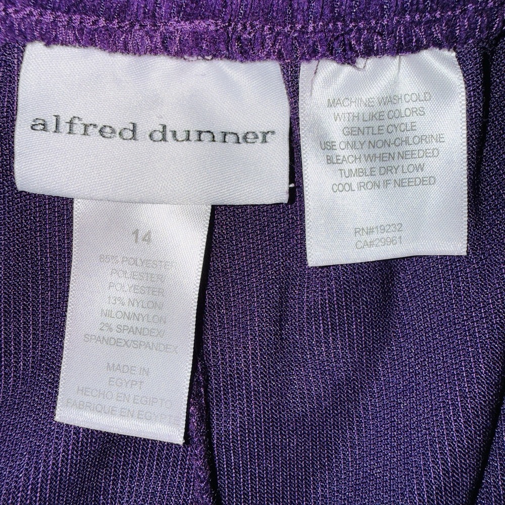 Alfred Dunner Purple Corduroy Pants Size 14 Elastic Waist Pull on Comfort - Picture 3 of 6